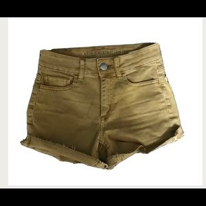 American Eagle hi rise tan denim shorts size 0